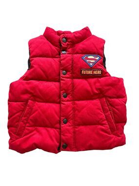 Baby Gap x Junk Food Superman Puffer Vest Red "Future Hero" Toddler Size 2 Years